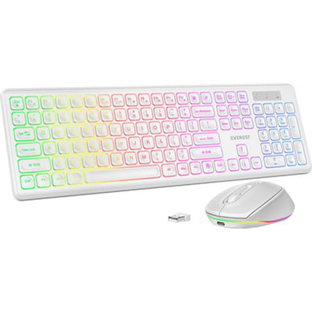 Everest KM-319BT Beyaz 2.4g+Bt1+Bt2 Çoklu Cihaz Bağlantılı Q Set Kablosuz Klavye +