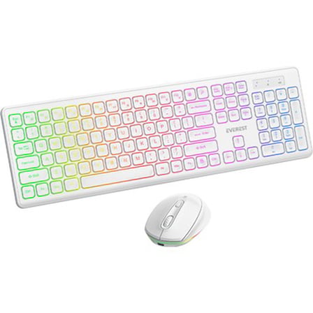 Everest KM-319BT Beyaz 2.4g+Bt1+Bt2 Çoklu Cihaz Bağlantılı Q Set Kablosuz Klavye +
