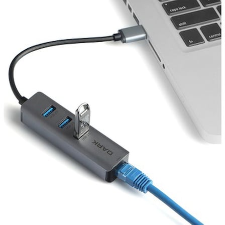 RJ45 Gigabit Ethernet ve 3xUSB 3.0 Hub Çoklayıcı Adaptör