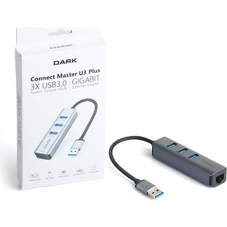 RJ45 Gigabit Ethernet ve 3xUSB 3.0 Hub Çoklayıcı Adaptör