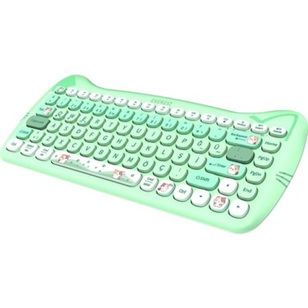 Everest KM-6285 Catty Mını Renkli Tuşlu Yeşil 2.4 Ghz + Bt Kablosuz Q Multimedia Klavye + Mouse