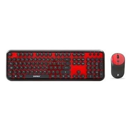 Kablosuz Klavye ve Mouse Seti, Siyah Kırmızı Renk Seçeneği ile Modern Tasarım