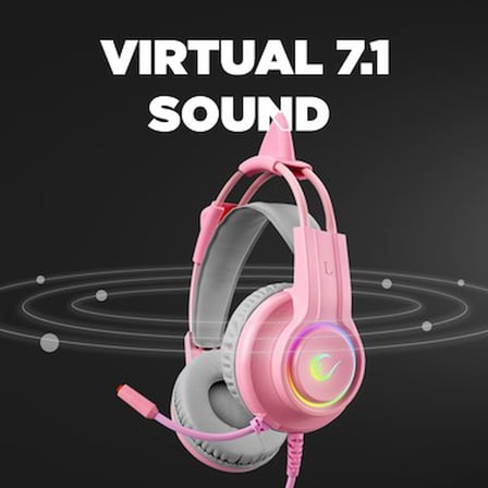 Rampage RM-K91 X-CATTY Pembe USB 7.1 Version RGB (Kedi Kulak) Gaming Oyuncu Mikrofonlu