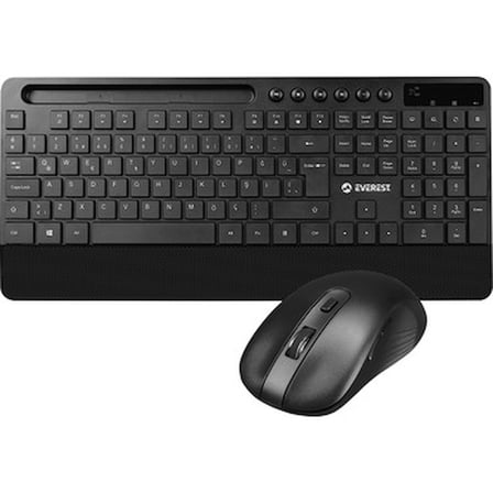 Everest KM-9676 Siyah Multimedya Tablet-Telefon Standlı Klavye + Mouse