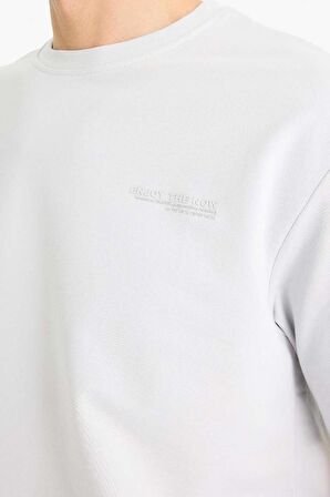 Boxy Fit Bisiklet Yaka Baskılı Kısa Kollu Tişört