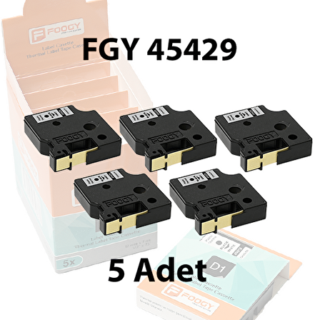 Foogy Dymo D1 Muadili Etiket Plastik Gri - 12 mm x 7 mt - 45429 - Eko Paket 5 li