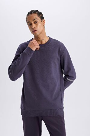 DeFactoFit Standart Fit Bisiklet Yaka Kalın Sweatshirt