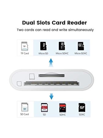 Daytona NK1022 Apple iPhone iPad Lightning To Sd Camera Reader Sd Micro Sd Kart Okuyucu Kablo Adaptör-Beyaz