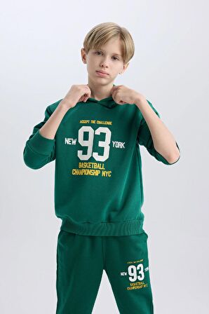 DeFacto Erkek Çocuk Kapüşonlu Baskılı Kalın Sweatshirt C9805A824WNGN215