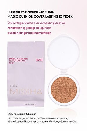 Yüksek Kapatıcı Yarı Mat SPF50+ PA+++ Fondöten İç Yedek 15g Magic Cushion Cover Lasting No.23