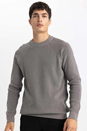 DeFacto Standart Fit Normal Kesim Bisiklet Yaka Basic Düz Triko Kazak A8458AX24SPGR308