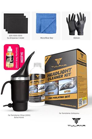 Tulpar Buharlı Far Temizleme Far Parlatma Avantajlı Set Paket (HEADLİGHT CLEANER KIT)