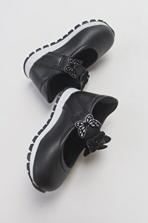 Mnpc  Kız Çocuk Siyah Suni Deri Çocuk Babet