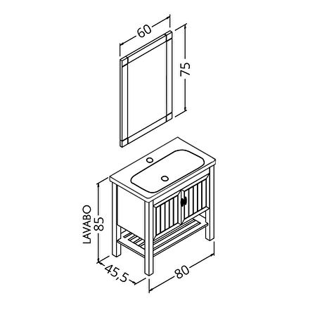 HELEN 80 CM BANYO DOLABI ANTRASİT - BOY DOLAP HARİÇ 