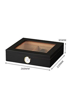 Falconetti Siyah Camlı Kısa Humidor Puro Kutusu rc06sy