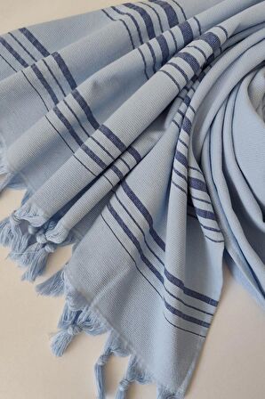 Sevim Mavi Çizgili Havlu Peştemal - Yumuşak Ve Yüksek Su Emici - %100 Pamuk