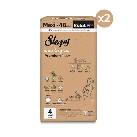 Sleepy Ecologic Premium Plus Süper Paket Külot Bez 4 Numara Maxi 96 Adet