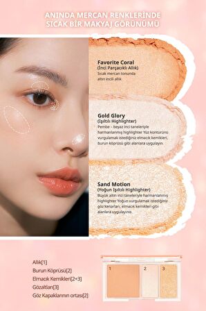 Işıltılı Görünüm Veren 3'lü Allık Paleti Twinkle Pop Face Flash Palette (#01 Oh! Coral-Full)