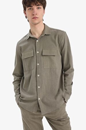 Regular Fit Polo Yaka Pamuklu Uzun Kollu Gömlek