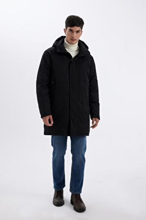 Regular Fit Rüzgar Geçirmez Su İtici Kapüşonlu Parka