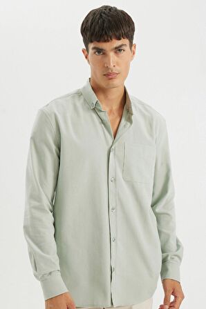 DeFacto Regular Fit Polo Yaka Oxford Basic Düz Uzun Kollu Gömlek A8028AX24AUGN1128