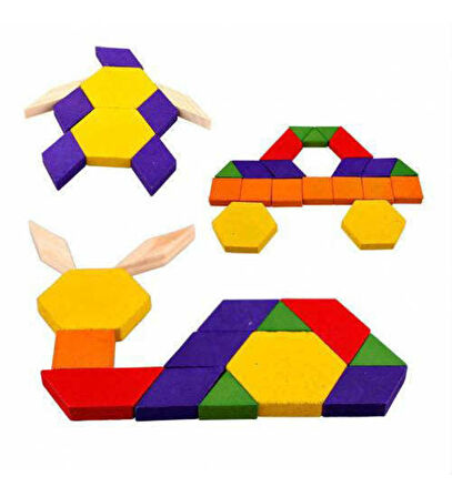 Ahşap 125 Parça Renkli Blok Tangram Puzzle Seti - Eğitici ve Eğlenceli Oyun