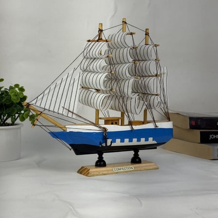 BakGelAl El Yapımı Ahşap Yelkenli Gemi Modeli 24 cm – Ev ve Ofis Dekoratif Masa Üstü Denizci Temalı Maket