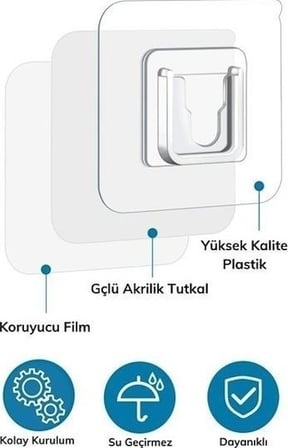 Bakgelal Eşya Sabitleme Askısı 10 Adet Şeffaf Çift Taraflı Yapışkanlı Geçmeli Klips, Duvar Delmeden Yapıştırmalı Eşya Askı Klipsi – 10 Parça Sabitleyici, Çok Amaçlı Eşya Sabitleme Klipsi –