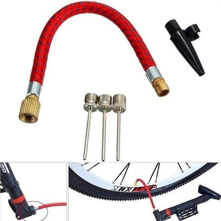 BakGelAl Bisiklet Lastiği, Top ve Yatak Şişirme İğne Ucu, Bisiklet Top Pompa Şişirme Ucu Seti – 5 Parça İğne ve Hortum Başlık, Evde Spor Topu Şişirme İğne Seti