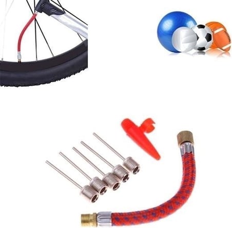 BakGelAl Bisiklet Lastiği, Top ve Yatak Şişirme İğne Ucu, Bisiklet Top Pompa Şişirme Ucu Seti – 5 Parça İğne ve Hortum Başlık, Evde Spor Topu Şişirme İğne Seti