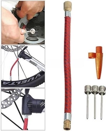 BakGelAl Bisiklet Lastiği, Top ve Yatak Şişirme İğne Ucu, Bisiklet Top Pompa Şişirme Ucu Seti – 5 Parça İğne ve Hortum Başlık, Evde Spor Topu Şişirme İğne Seti