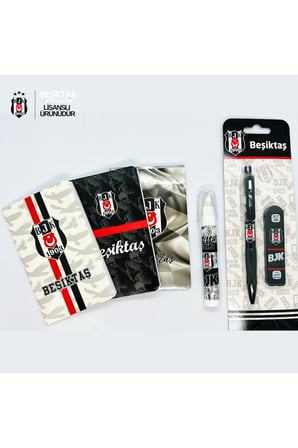 Beşiktaş Lisanslı Kırtasiye Okul Seti, 3 BJK Defter, Versatil Kalem, 0.7 Kalem Ucu ve Roket Silgi