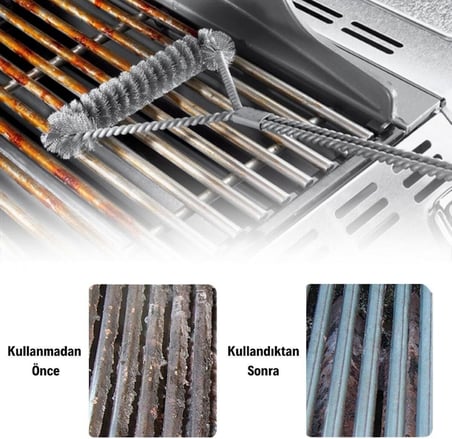 BakGelAl Paslanmaz Çelik Izgara Temizleme Fırçası, Barbekü & Mangal Tel Izgara Temizleyici Fırça, BBQ Sonrası Kolay Temizlik için Tel Izgara Temizlik Fırçası