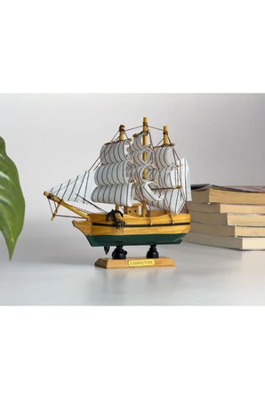 Ahşap El Yapımı Yelkenli Model Biblo, Dekoratif Masaüstü Gemi Maketi, Ev Ofis Dekoru, Hediye Seçimi