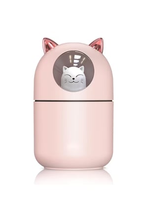 Kedi Figürlü Masaüstü Hava Nemlendirici, Soğuk Buhar Makinesi, LED Işıklı Masaüstü Oda Nemlendirici