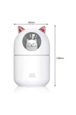Kedi Figürlü Masaüstü Hava Nemlendirici, Soğuk Buhar Makinesi, LED Işıklı Masaüstü Oda Nemlendirici