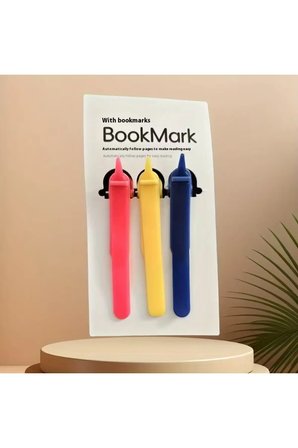 3lü Otomatik Renkli Kitap Ayracı Sayfa Sabitleyici Silikon Okuma Klipsi, Kitap Okuma Aksesuarı