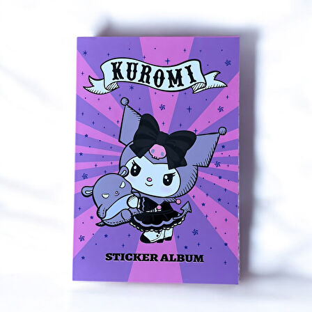 Mor-Pembe Kuromi Sticker Albümü → Kuromi Gotik Sticker Defteri - Mor ve Pembe Çizgi Karakter Koleksiyonu