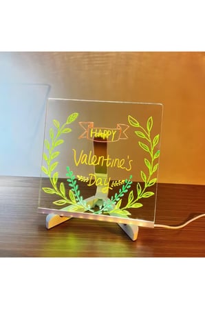 LED Işıklı Yazı ve Çizim Panosu, Silinebilir Fosforlu Kalemli, Led Pano, Led Çizim Panosu 20x20 cm
