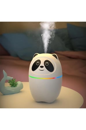 Panda Figürlü Ultrasonik Hava Nemlendirici LED Işıklı Soğuk Buhar Masaüstü Oda Nemlendirici