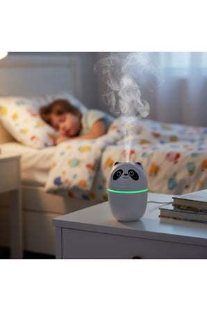 Panda Figürlü Ultrasonik Hava Nemlendirici LED Işıklı Soğuk Buhar Masaüstü Oda Nemlendirici