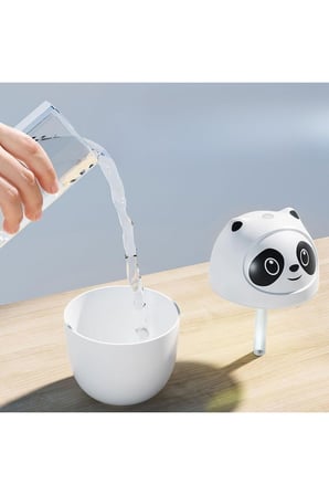 Panda Figürlü Ultrasonik Hava Nemlendirici LED Işıklı Soğuk Buhar Masaüstü Oda Nemlendirici