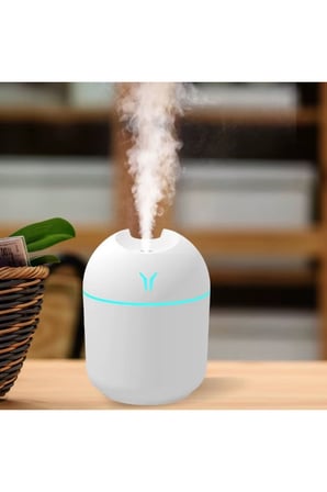 USB Şarjlı Hava Nemlendirici, Sessiz, Renkli Işıklı Buhar Makinesi ve Aromaterapi Difüzörü