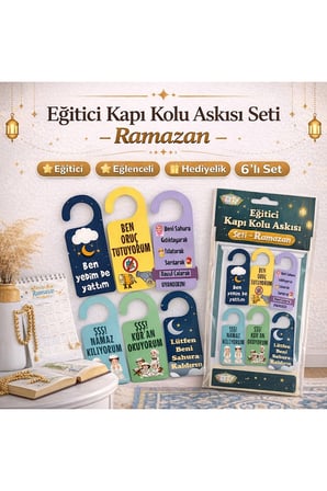 Ramazan Kapı Kolu Askısı Seti, Çocuk Sahur Eğlence Seti, 6'lı Beni Sahura Kaldırın