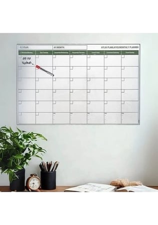 BakGelAl Aylık Yaz-Sil Planlayıcı Takvim – 85x56 cm Duvar Tipi, Beyaz Tahta Özellikli Yeniden Yazılabilir Aylık Planlayıcı Takvim
