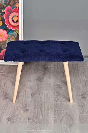 Puf Retro Ahşap Ayaklı Handmade Çok Amaçlı Kuzu Tüyü Puf Bench Koltuk Sandalye Makyaj Pufu