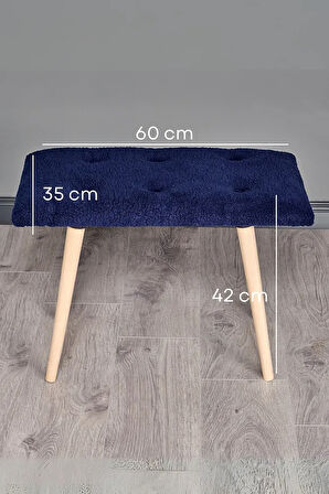 Puf Retro Ahşap Ayaklı Handmade Çok Amaçlı Kuzu Tüyü Puf Bench Koltuk Sandalye Makyaj Pufu