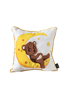 Punch İşlemeli Bebek Çocuk Odası Tekli Dekoratif Özel Tasarım Kırlent 35x35 cm İç Dolgulu