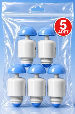 Depolu Sabunluk Musluk Başlıkları - Butonlu Musluk 5'Li Paket - Mavi