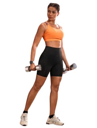 Kadın Yüksek Bel Spor Şort, Elastan ve Polyester Karışımı, Yoga, Pilates, Fitness ve Günlük Kullanım İdeal